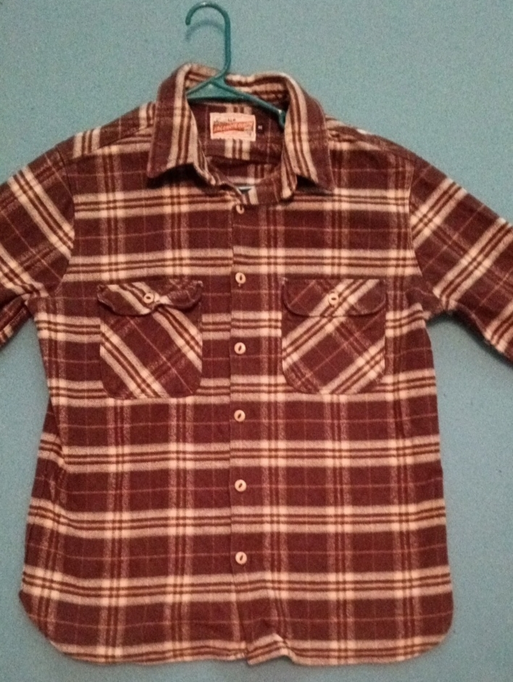 Men's Freenote Cloth New w/o Tags Medium Brown And White Heavyweight Flannel